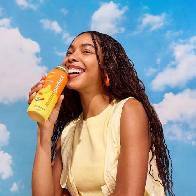 Lemon Perfect Peach, Flavored Lemon Water, Organic, Zero Sugar, Healthy Hydration Drinks, 15.2 fl oz Bottles (12-Pack)
