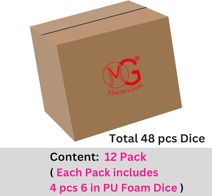 Macro Giant (48 pcs) 6 Inch PU Foam Jumbo Big Playing Dice, Pack of 4 pcs Dice, 12 Pack, Basic Colors, Wholesale, Math Teaching, Teaching Aids, Board Games, Kid Toy
