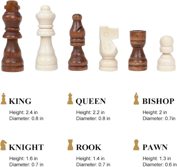 GOTHINK Wooden 2-in-1 Chess and Checker Board Game Set, Classic Game for Kids and Adults, 11 inches Chess Board Set, Perfect for Travel and Family Fun