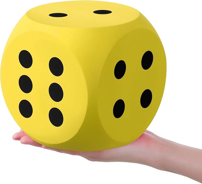 Shappy 6 Inches Foam Dice Fun Filled Large Educational Toy Kawaii Giant Dice Decorative Eva Foam Jumbo Cube Big Square Building Blocks for Game Nights Learning Sessions(Yellow,1 Pc)