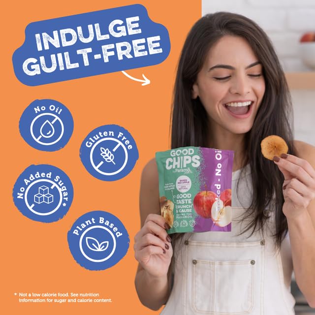 Good Chips Baked Crunchy Apple, Pineapple, Sweet Plantain - Crispy, Oil Free, Healthy, Naturally Sweet Dried Fruit Snacks Variety Pack - Pack of 3