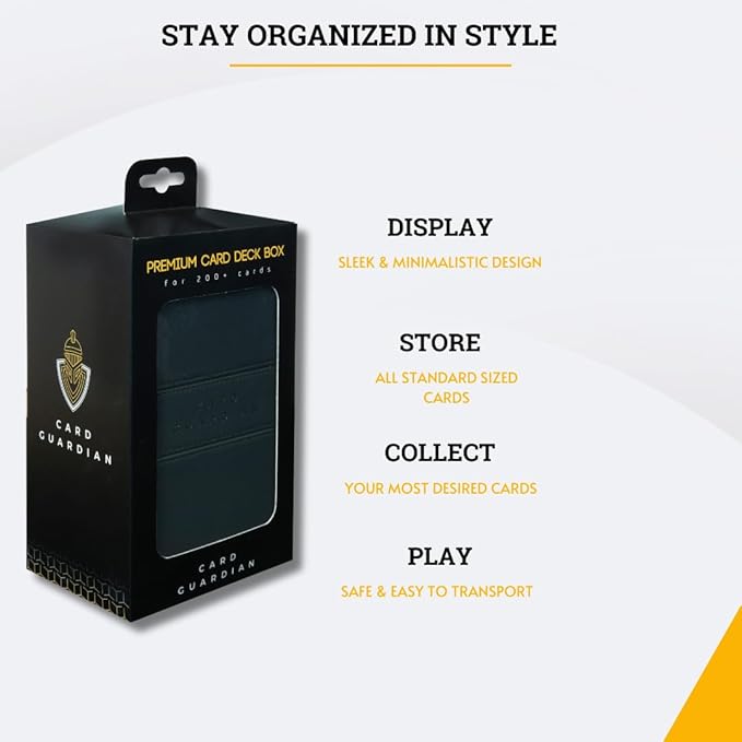 Card Guardian - Premium Double Deck Box (Black) for 200+ cards Trading Card Games TCG Perfect for Magic the gathering (MTG), Commander Deck, Yugioh Deck Box, Sports Card Storage Boxes