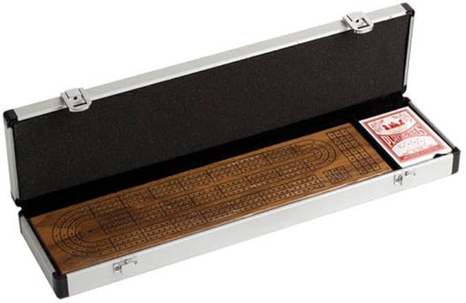 CHH 3 Track Walnut Cribbage Set in Aluminum Case