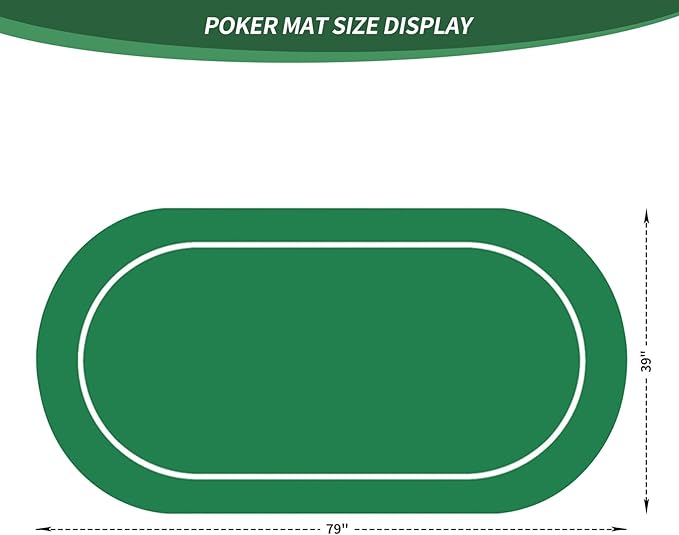 nuveti 79 x 39 Foldable Texas Poker Card Tabletop Layout Portable Anti-Slip Rubber Board Game Mat Smooth Premium Surface, Noise Reduction Poker Mat for Table