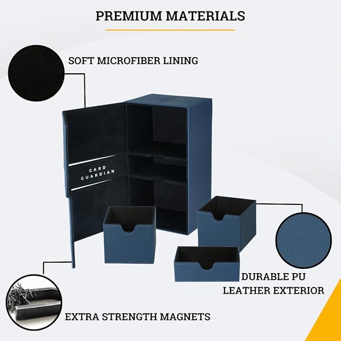 Card Guardian - Premium Double Deck Box (Blue) for 200+ cards Trading Card Games TCG Perfect for Magic the gathering (MTG), Commander Deck, Yugioh Deck Box, Sports Card Storage Boxes