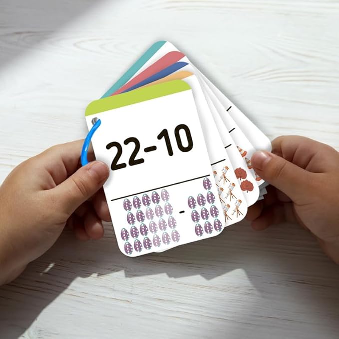 QUOKKA 3xSet Addition and Subtraction Flash Cards - 340 Flashcards Math Game for Kindergarten - Learning Board Games for Boys and Girls Ages 4-8 - Fun Educational Preschool Games