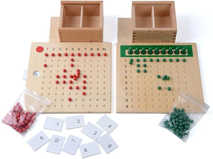 Kghios Montessori Multiplication and Division Board Montessori Math Toys Material for Toddlers Kids,Multiplication & Division Board