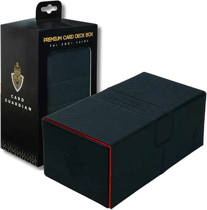Card Guardian - Premium Double Deck Box (Black) for 200+ cards Trading Card Games TCG Perfect for Magic the gathering (MTG), Commander Deck, Yugioh Deck Box, Sports Card Storage Boxes