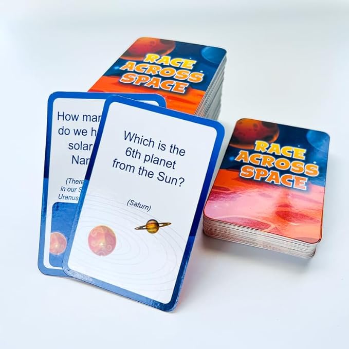 QUOKKA Space Board Game for Kids 8-12 - Learning Family Game for Teens and Adults - 130 Question Cards - Top Facts - Play Indoor & Outdoor - Educational Solar System Toy for 6 10 Year Olds
