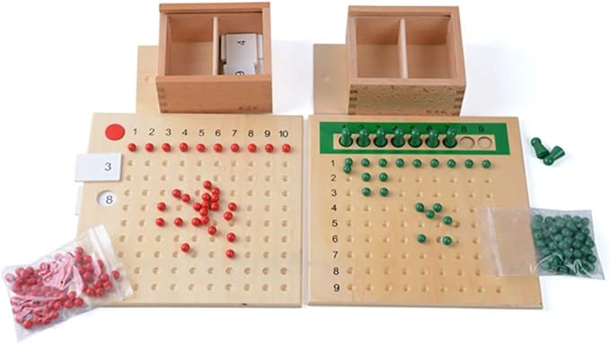 Kghios Montessori Multiplication and Division Board Montessori Math Toys Material for Toddlers Kids,Multiplication & Division Board