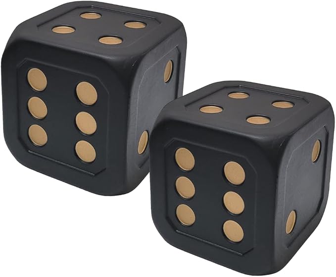 Macro Giant 6 Inch PU Foam Jumbo Big Playing Dice, Set of 2, Black- Gold Color, Math Teaching, Teaching Aids, Board Games, Kid Toy