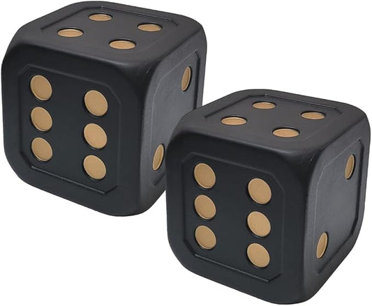 Macro Giant 6 Inch PU Foam Jumbo Big Playing Dice, Set of 2, Black- Gold Color, Math Teaching, Teaching Aids, Board Games, Kid Toy