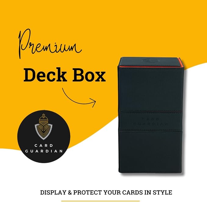 Card Guardian - Premium Double Deck Box (Black) for 200+ cards Trading Card Games TCG Perfect for Magic the gathering (MTG), Commander Deck, Yugioh Deck Box, Sports Card Storage Boxes