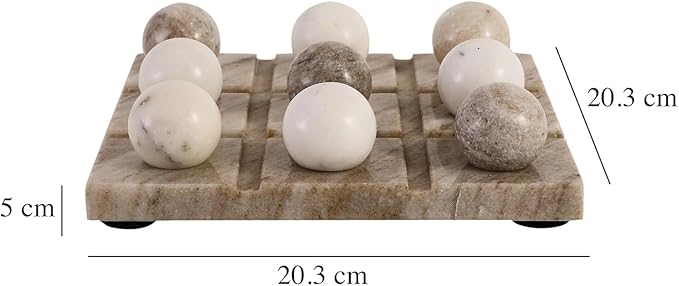 Handmade Marble Tic Tac Toe Board Game with Theme Diwali Gift X O Game Diwali Gift and Gift for Student