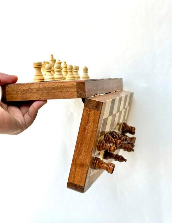 Foldable Magnetic Travel Chess Set with Folding Chess Board | Educational Toys for Adults | 2 Player Portable Game (10 Inches)