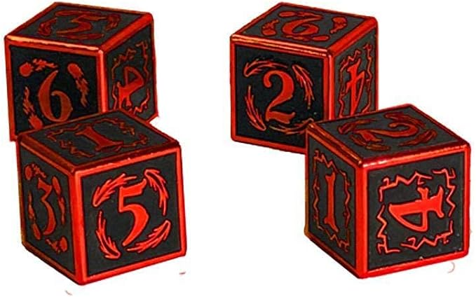 Metal Dice Set Collection for DND and All TRPG Games (Nightwatch, Red 4D6)