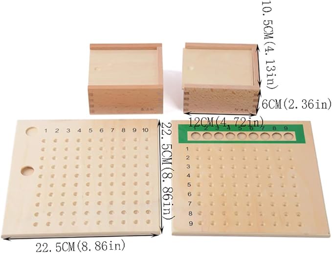 Kghios Montessori Multiplication and Division Board Montessori Math Toys Material for Toddlers Kids,Multiplication & Division Board