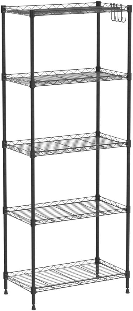 5 Tier Shelves Storage, Wire Shelf Unit, Standing Adjustable Metal Shelves Organizer, Storage Racks for Restaurant Garage Pantry Kitchen Garage23.6" x 13.8" x 59"