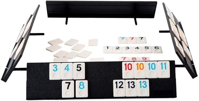 106 Tiles Rummy Game - Travel Games Rummy Board Game Rummy Set with Aluminum Case & 4 Anti-Skid Durable Trays