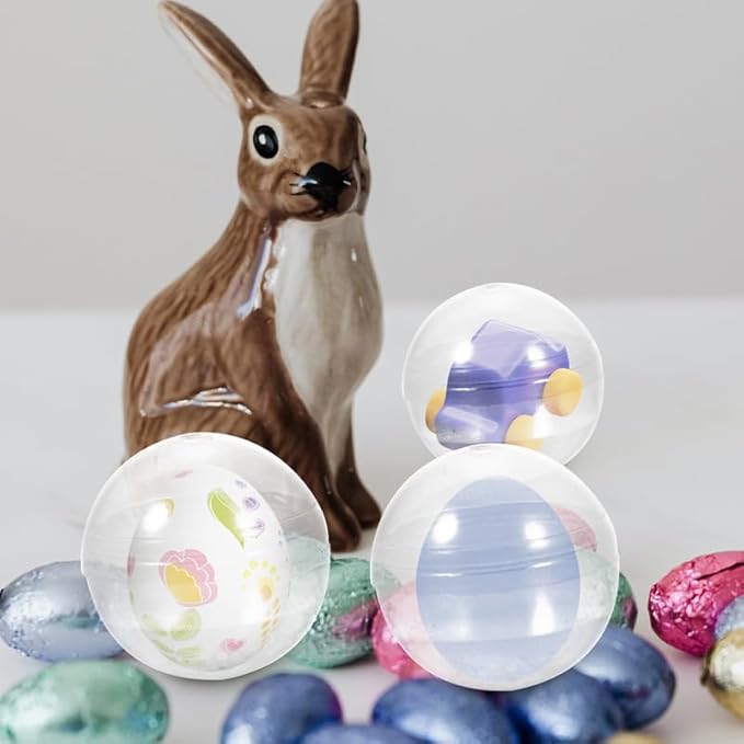 Luxshiny 50pcs Vending Machine Capsules 2.3 Inch Translucent Round Capsules Plastic Refillable Balls for Gumball Machines 60mm