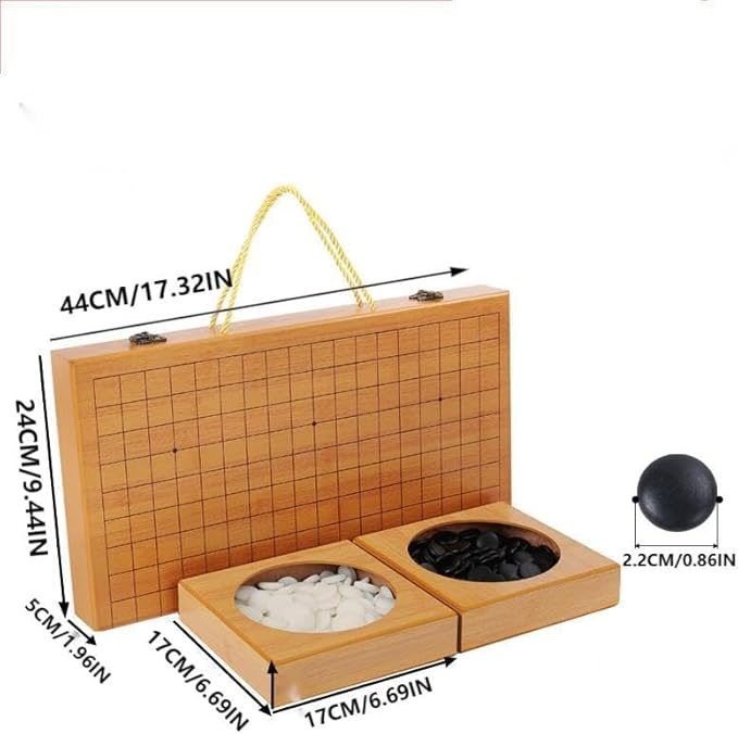 19 x19 Folding Go Bowls and Imitation Jade Go Pieces - Classic Strategy Board Game (Weiqi)