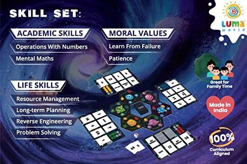 Luma World Galaxy Raiders STEM Educational Board Game for Ages 9+ Years to Learn Math, Counting, Strategy, Space Travel Theme, 30 Minutes and 2 to 4 Players