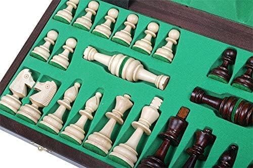 Wooden Tournament Chess Set with Wooden Board and Chess Pieces - Chessmen - European (14" (36cm) - Burnt)
