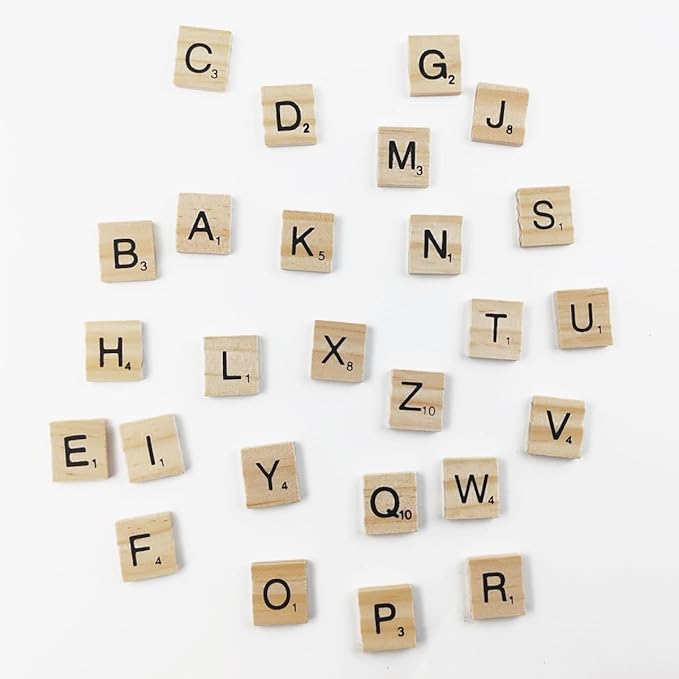 GXXMEI 1000PCS Scrabble Tiles, Wooden Letter Tiles, A-Z Capital Letters for Crafts, Spelling,Scrabble Crossword Game