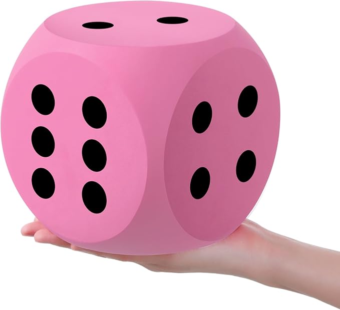 Shappy 6 Inches Foam Dice Fun Filled Large Educational Toy Kawaii Giant Dice Decorative Eva Foam Jumbo Cube Big Square Building Blocks for Game Nights Learning Sessions(Pink,1 Pc)