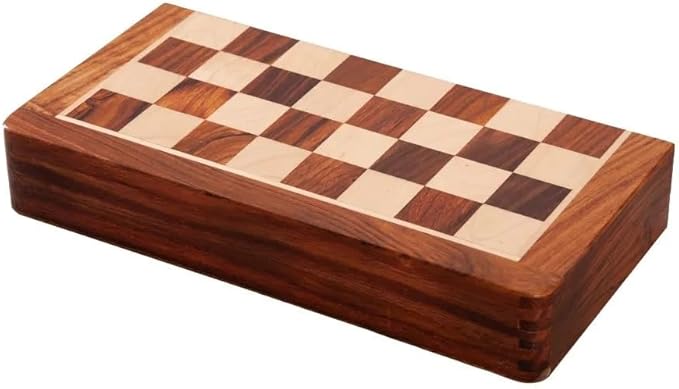 WOODEN MAGNETIC FOLDING CHESS SET 25 CM/10"", Brown
