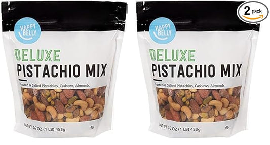 Amazon Brand - Happy Belly Deluxe Pistachio Mix, 1 pound (Pack of 2)