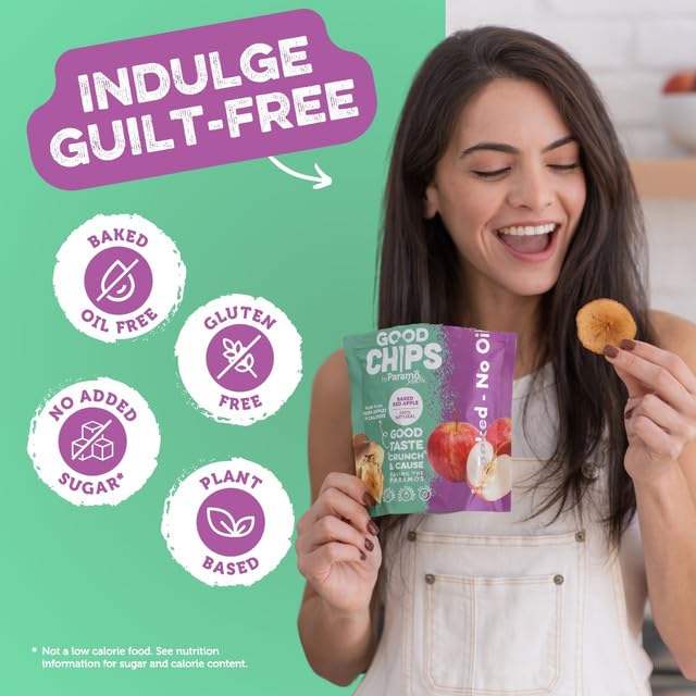 Good Chips Baked Crunchy Apple - Crispy, Oil Free, Healthy, Naturally Sweet Dried Fruit Snacks - 0.7 oz - Pack of 8