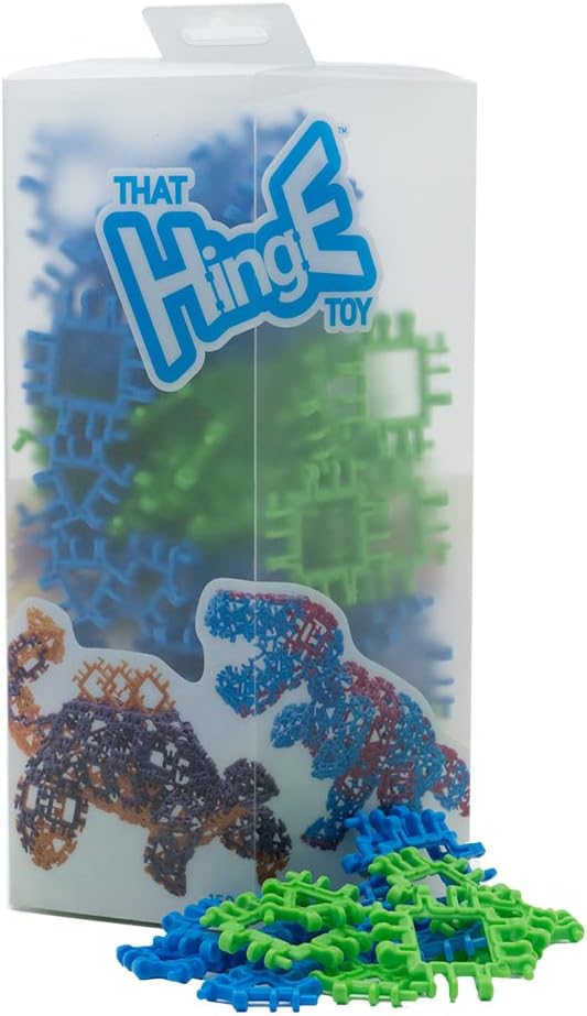 That Hinge Toy 150 Piece Blue + Green Set, Dinosaur + More STEM Construction Toy Building Set