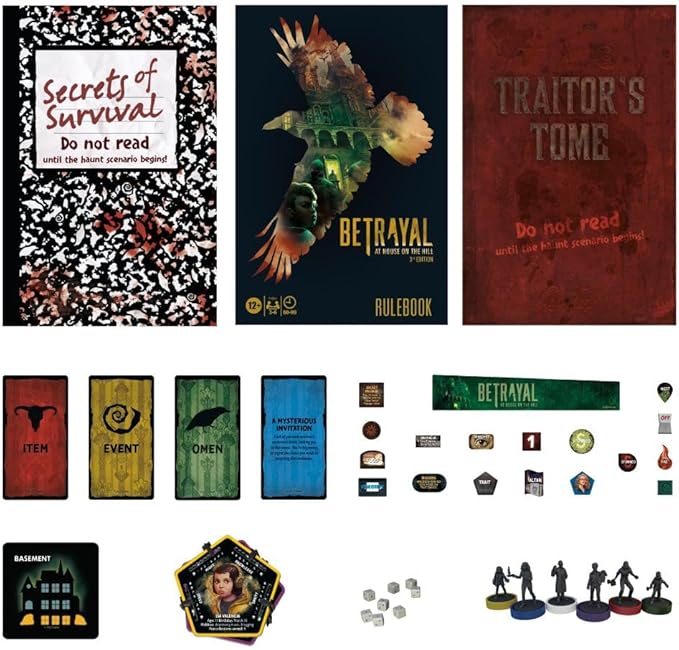 Avalon Hill Hasbro Gaming Betrayal at The House on The Hill 3rd Edition Cooperative Board Game,Ages 12 and Up,3-6 Players,50 Chilling Scenarios
