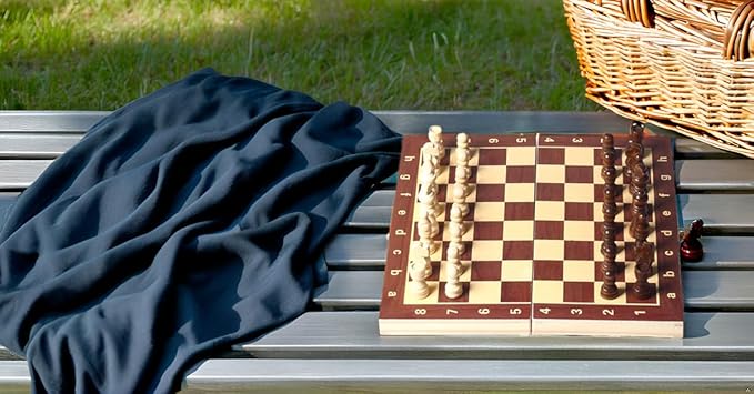 11.8" Magnetic Wooden Folding Chess Set, Game Board Interior for Storage for Adults Beginner Chess Board