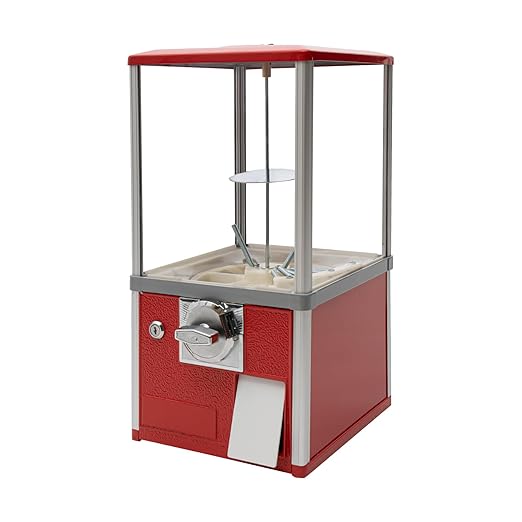 Candy Vending Machine Gumball Machine Large Load Capacity Gumball Bank for Game Stores and Retail Stores Vintage Style for 1.77-1.97inch Gadgets Height 20.87inch (Red)
