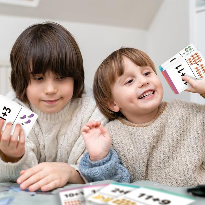 QUOKKA 3xSet Addition and Subtraction Flash Cards - 340 Flashcards Math Game for Kindergarten - Learning Board Games for Boys and Girls Ages 4-8 - Fun Educational Preschool Games