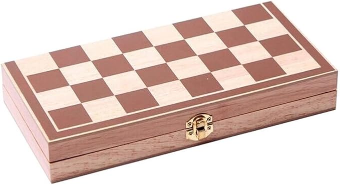BlueSnail 15" Classic Vintage Standard Folding Wooden Chess Set, Foldable Games Board Crafted Carved