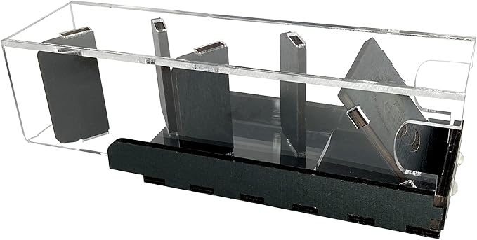 C4Labs Dice Tower & Tray | Clear with Wooden Paddles | Watch The Dice Decide (Black)