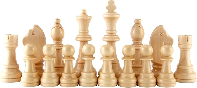 Amerous Chess Pawns Wooden Chessmen with 4.55" King Nature Wood Chess Pieces Hand Carved Figure Figurine, French Staunton Style