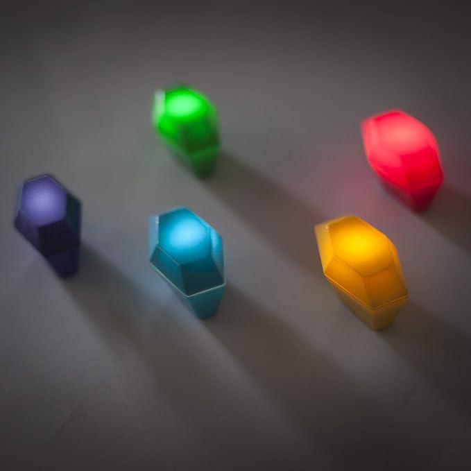 Starlux Games Protectors of The Rainbow - Gem Replacement Set | Ages 4+ | Includes 5 Glowing Gems & All Required Batteries | Hide & Seek Toys | Light Up Toys | Glow in The Dark Game for Kids