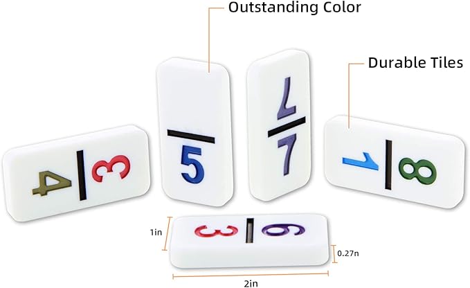 NOLIE Mexican Train Dominoes Game, Double 12 Dominoes Set, Colored Number Dominoes with Aluminum Case