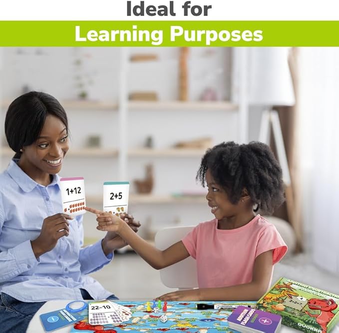 QUOKKA 3xSet Addition and Subtraction Flash Cards - 340 Flashcards Math Game for Kindergarten - Learning Board Games for Boys and Girls Ages 4-8 - Fun Educational Preschool Games