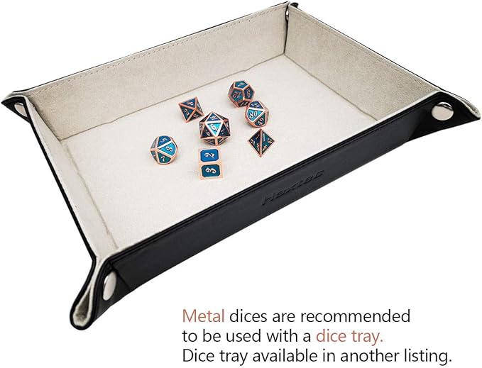 Haxtec Metal DND Dice Set Heavy D&D Dice for Dungeons and Dragons Pathfinder Roleplaying Table Games-Enamel Dice Copper Blue