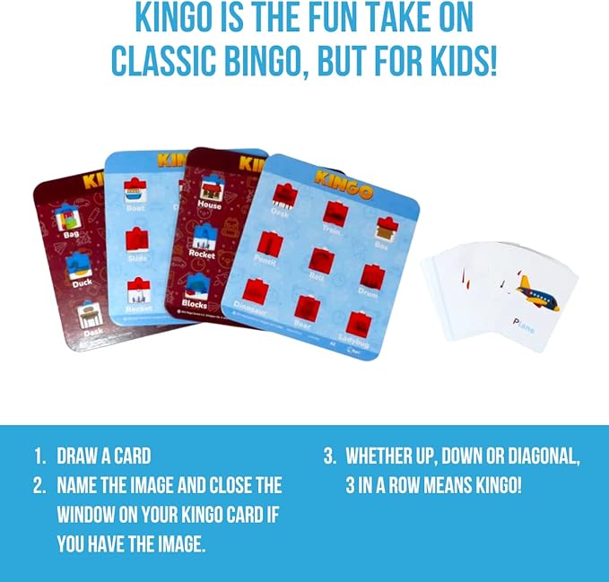 Regal Games Kingo Sight Words Edition Bingo Game - Educational Board Game for Preschool & Kindergarten - Fun Phonics & Vocabulary Builder for Home & Classroom - Kids Bingo Cards & Learning Resources