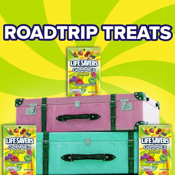 LIFE SAVERS Sour Gummy Candy Pack, Individually Wrapped Candy Bulk, Variety Flavors Box, 12 Bags of Sour Gummies