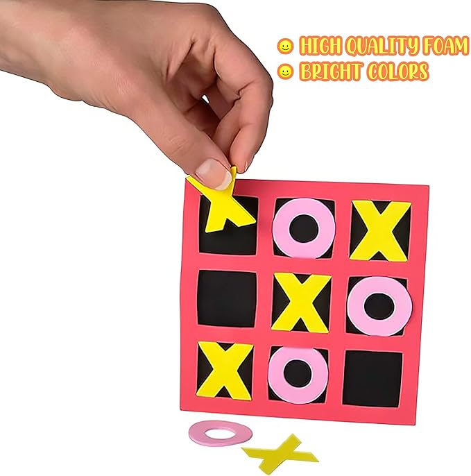 Gamie 24 Pack 5-Inch Foam Tic Tac Toe Mini Board Games – Travel Bulk Tic Tac Toe Game for Kids, Indoor Recess Games for Classroom, Mini Board Games Bulk, Tic Tac Toe Party Favors for Kids