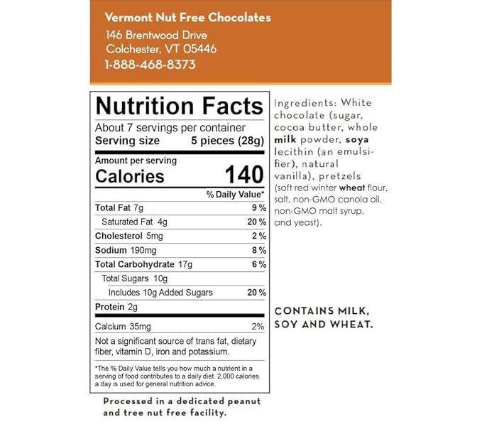 Vermont Nut Free Chocolates Covered Mini Twist Pretzels (White Chocolate) 7 Ounces, Nut-Free, Egg-Free, Kosher
