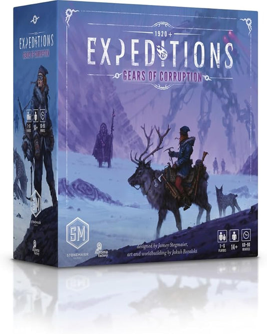 Stonemaier Games: Expeditions: Gears of Corruption | Expansion to Expeditions - A Competitive Engine Building & Exploration Strategy Board Game | 1-6 Players, 90 Mins, Ages 14+