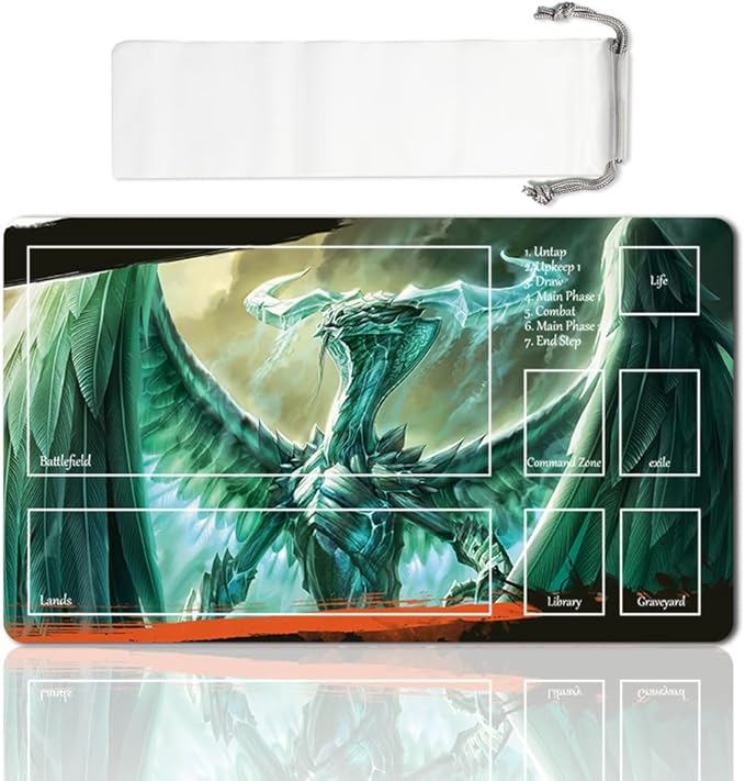 Board Game MTG Playmat Games Size 60X35 cm CCG Compatible for TCG RPG CCG Play mats (UGIN, The Spirit Dragon-Zone)